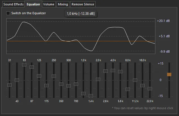 An audio player software that has equalizer
