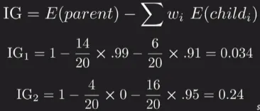 Calculating information gain