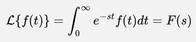 Laplace transform formula with input signal of time and output a function of complex number