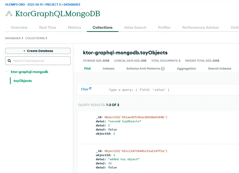 Browsing collections in MongoDB
