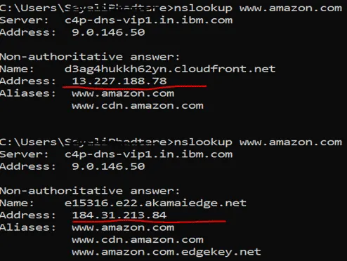 Example of checking IP address in command line