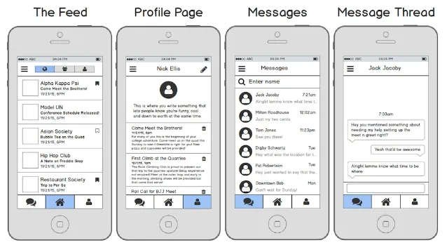 Few examples of an app with prototyped user interface