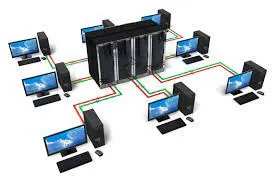 Several computer connected to a centralized server