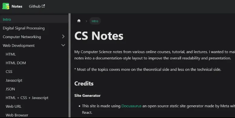 Shows a static website, which is this own website