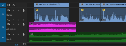 Adding ambience and background music in a video editor software