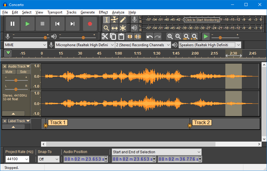 An audio editing software