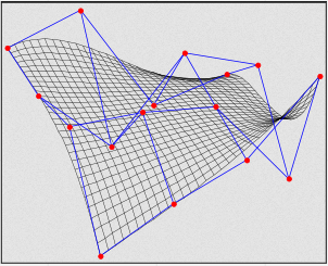 A net-like object is modeled using bezier patches