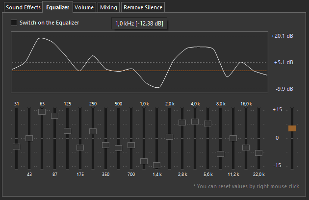 An audio player software that has equalizer