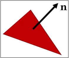 A triangle with a normals line in the middle