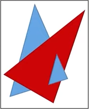 Blue and red triangle overlapping