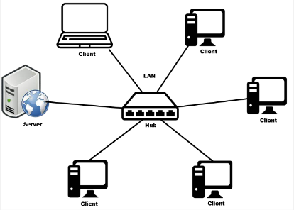 LAN that consists of connected local devices to hub