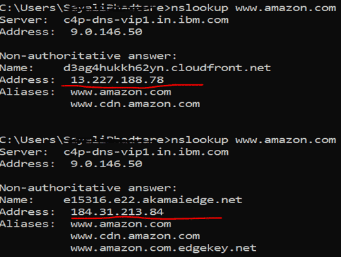 Example of checking IP address in command line