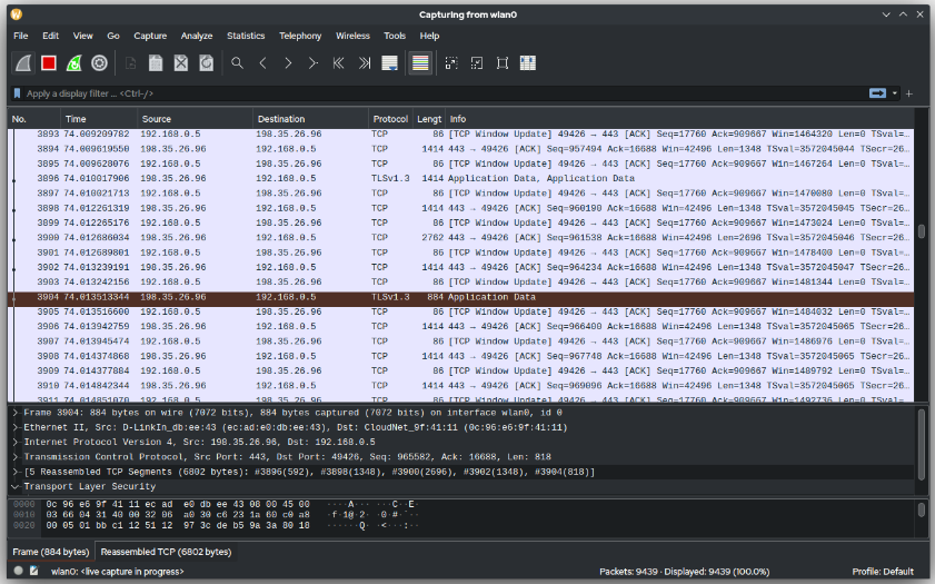 Packet sniffing software