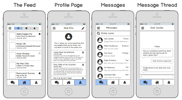 Few examples of an app with prototyped user interface