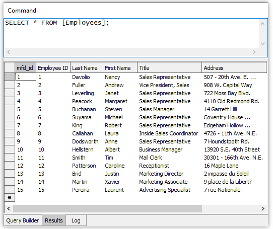 Example of query