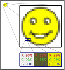 A raster image showing each color component in specific pixel