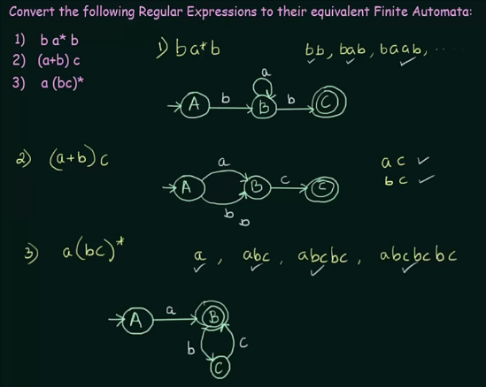 Regular expression to finite automata example 2