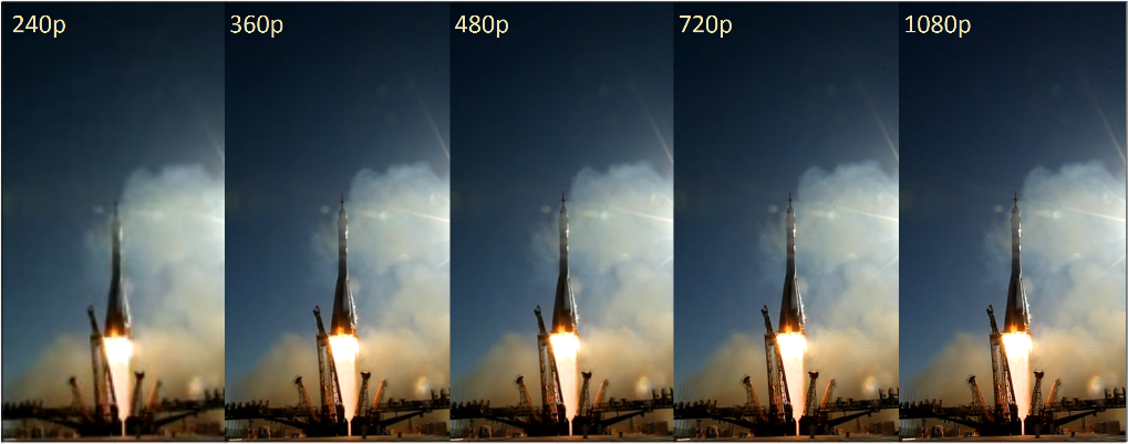 Comparison between resolution showing rocket image with better quality in higher resolution