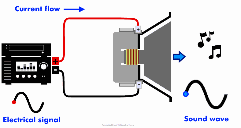 A GIF animation of how speaker works