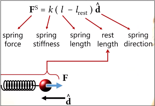 Spring force taking account of few spring properties