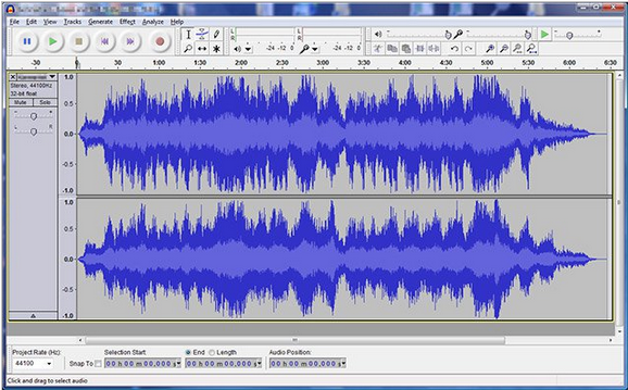 WAV file in an audio editing software