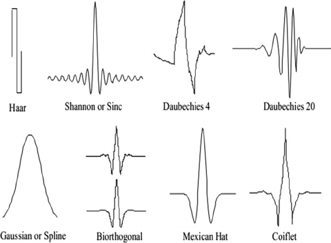 Example of various wavelets function